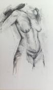 Carol Peace (b.1970), a large charcoal nude study, signed and dated, framed and glazed. H.158 W.