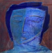 A mixed media portrait study, indistinctly signed and inscribed to the reverse, framed and glazed.
