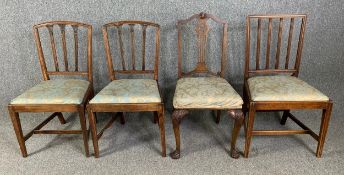 A collection of four 19th century and earlier dining chairs. H.93cm (largest)