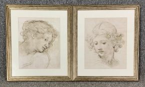 A pair of reproduction Pietro da Cortona prints, framed and glazed. H.56 W.49cm (each)