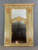 A full height Louis XV style painted giltwood and gesso Trumeau mirror. H.190 W140cm