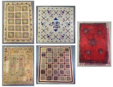 A collection of Indian and Persian hand embroidered bedspreads. L.262 W.221cm (largest)