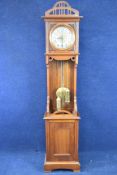 A late 19th century German walnut cased longcase clock in the Secessionist style. H.224 W.49 D.28cm