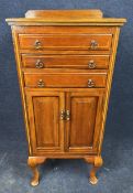 Tallboy cabinet, Edwardian mahogany and satinwood strung. H.103 W.45 D.37cm