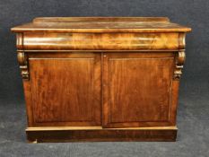 Chiffonier, 19th century mahogany with inset leather top. H.92 W.122 D.52cm. (Back rail is loose).