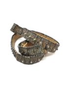 A 19th century Russian silver Niello work articulated belt with gilded detailing, each section