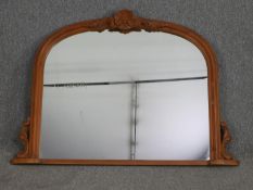 Overmantel mirror, Victorian style carved pine. H.95 W.112cm.