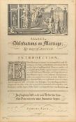 A framed and glazed George Bickham print, Observations on Marriage: By way of Advice. H.59 W.49cm