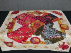 Hermes silk scarf: Kimonos et Inros. L.90 W.90cm.