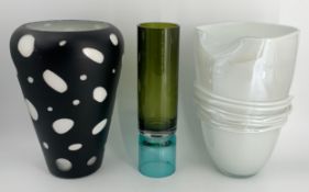 A collection of three vintage art glass vases. H.30cm (largest)