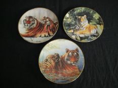 Three limited edition Royal Doulton plates, tiger portraits. Dia.20cm. (each).