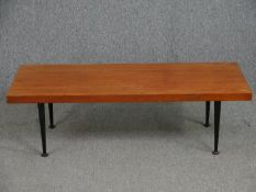 A mid century teak coffee table by Meredew Furniture. H.35 W.117 D.46cm.