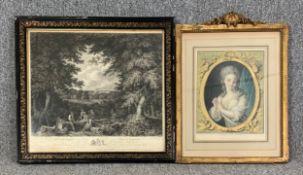 Two 19th century hand coloured engravings, framed and glazed. H.51 W.56cm (largest)