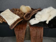 A collection of vintage fur items, to include; jacket, coat, hat etc.