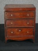 A small 19th century mahogany apprentice piece chest of drawers. H.31 W.25 D.17cm.