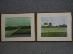 Two watercolours, extensive landscapes, signed Charles Duranty, titled to the reverse with gallery