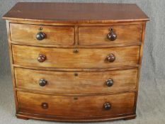 Chest of drawers, 19th century mahogany bow fronted. H.92 W.108 D.58cm.