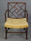 A 19th century mahogany Cockpen chair. H.88 W.58 D.50cm.