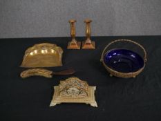 A collection of 19th century and later brass items. L.64cm. (largest).