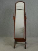 Cheval mirror, Edwardian mahogany swing action with bevelled plate. H.170 W.48cm.