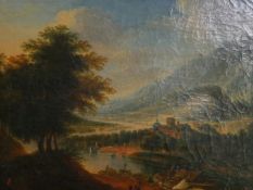 Oil on canvas, 19th century Italianate landscape, unsigned, framed. H.42 W.53cm.