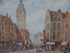Pierre le Boeuff (fl. 1899-1920), oil on board, The Clock Tower, Ghent, signed, inscribed to the