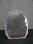 A vintage aluminium framed dressing table mirror. H.39 W.30cm.