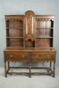 Dresser, early 20th century oak in the Georgian country style, upper plate section above base