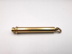 A 9ct gold hallmarked propelling pencil. L.5.5cm extended 9cm 13.67g gross