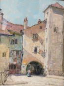 Terrick Williams (1860-1936), a French townscape pastel; An Archway Annecy, framed and glazed.
