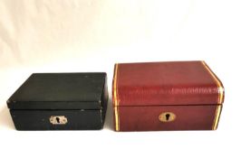 Two leather fitted banker's caskets. Largest 15.5 x 10.5 x 7cm
