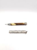 Two Sampson Mordan & Co. propelling pencils, one silver bamboo effect and the other silver and