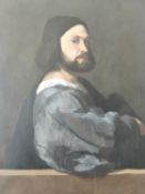 Jason Line (b.1965), a framed oil on canvas after Titian's A Man with a Quilted Sleeve, inscribed