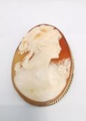 A Victorian 9ct gold coral cameo brooch, marked JR 9 375, Birmingham.