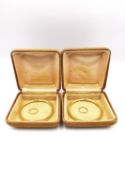 Two boxed Michael Kohn gold filled baby bracelets with matching rings. diameter 5cm, 10g gross