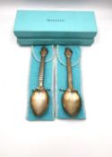Two boxed Tiffany & Co. silver Christmas spoons. L.15cm 60g