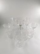 A collection of crystal glasses, 7 Waterford 'Lismore' tumblers, 2 champagne coups,2 wine glasses