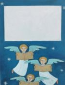 Tomie de Paola (1934-2020), watercolour and ink on paper; a herald of angels, signed. H.38 W.26cm.