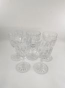 Five Baccarat crystal glasses. H.16.5cm