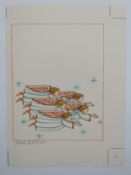 Tomie de Paola (1934-2020), watercolour and ink on paper; a flight of angels, signed. H.36 W.26cm.