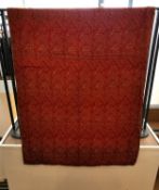 A silk textile wall hanging with embroidered Arabic text, possibly verses from the Quran. H.158 W.