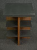 A Conran three tier metal covered occasional or lamp table. H.60 W.48 D.48cm.