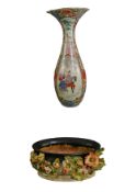 A tall 19th century Japanese vase with flared rim (with damage as seen) H.83cm. H.17 and a 19th