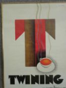 A Charles Loupot Twining advertising poster, framed and glazed. H.81 W.61cm.