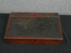 A 19th century mahogany writing slope with fitted interior. H.10 W.42 D.32cm.