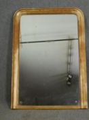 Overmantel mirror, 19th century French with original arched plate in beaded giltwood frame. H.140