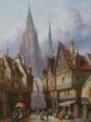 Henri Schäfer (1833 - 1916), French, Oil on canvas, 19th century French street scene, monogrammed