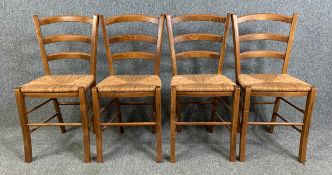 A set of four contemporary 19th century country style dining chairs with woven seats. H.86cm (each)