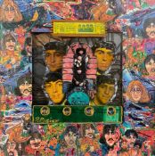Pietro Psaier, Italian (1936 - 2004), a mixed media collage, The Beatles, signed with label and