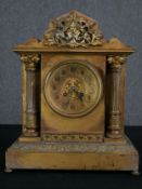 A 19th century marble and brass mounted mantel clock. H.37 W.31 D.15cm.